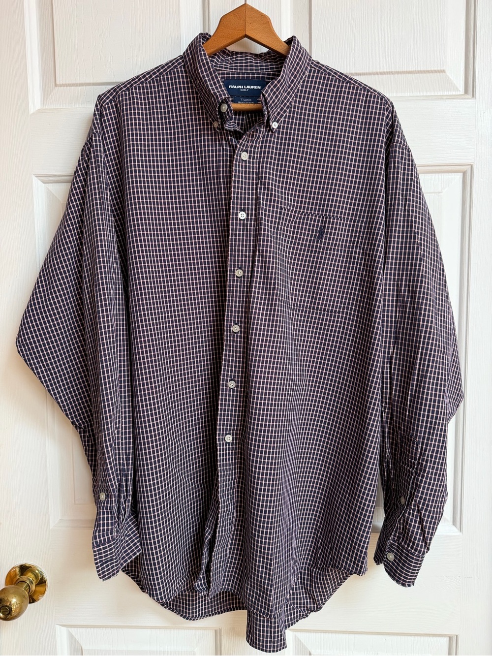 Ralph Lauren Golf Navy and White Check Button-Down Shirt-Tilden Golf